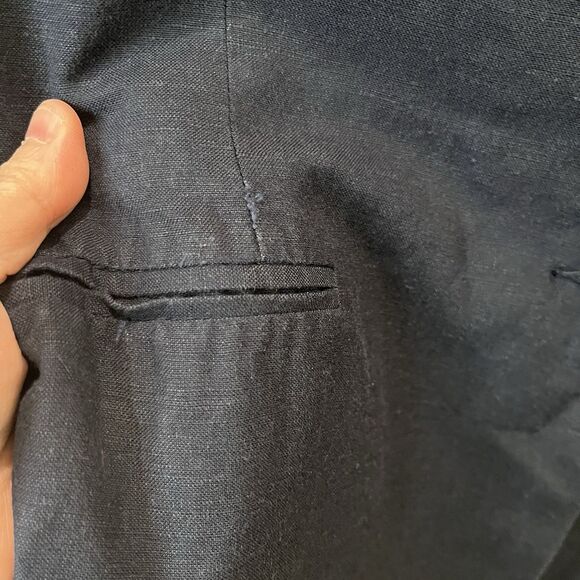 Adolfo Studio Navy Blazer Jacket Womens Size 14P Long Sleeve Linen Blend Career - Picture 8 of 9